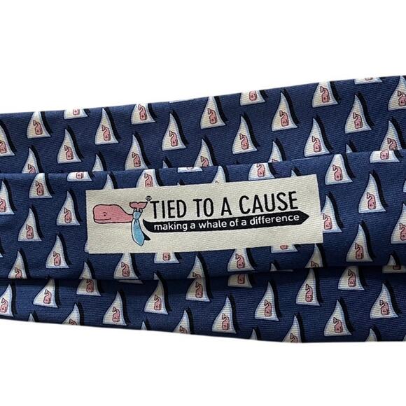 Vineyard Vines Men's Tied To A Cause Sea Splash Whale Logo Silk Tie New - Picture 4 of 8